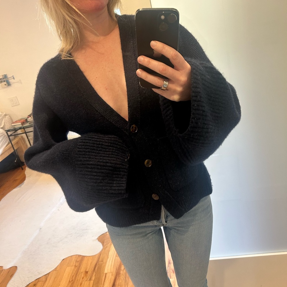 Khaite Scarlet Cardigan in Blue Abyss - Picture 16 of 16